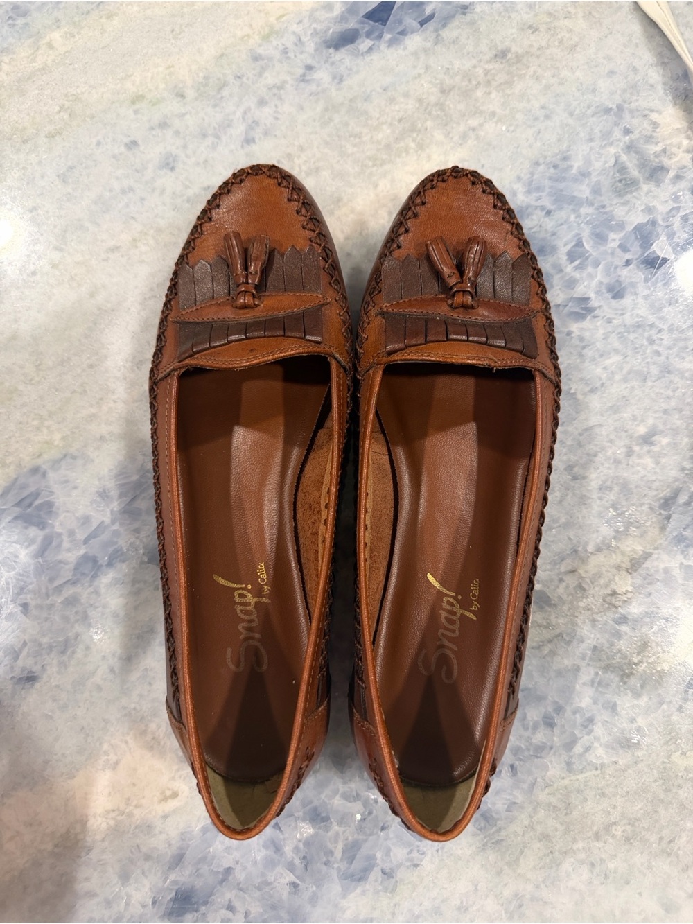 Classic Leather Brown Tassel Loafers for Women Size 8